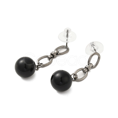 304 Stainless Steel Shell Pearl Round Stud Earrings for Women EJEW-U020-29P-1