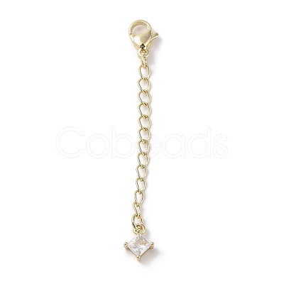 Brass Micro Pave Clear Cubic Zirconia Chain Extender KK-G491-52D-G-1