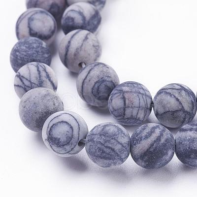 Natural Black Silk Stone/Netstone Beads Strands G-F520-57-10mm-1