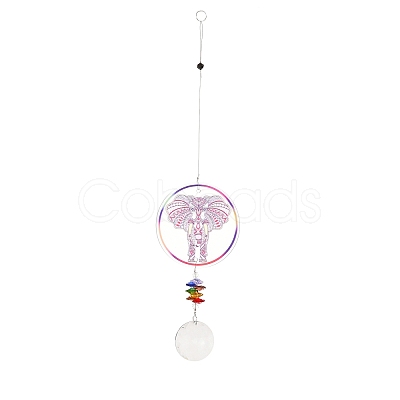 Glass Round Window Hanging Suncatchers DJEW-PW0010-04A-1