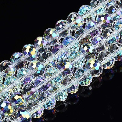 Electroplate Transparent Glass Beads Strands EGLA-N002-19A-B01-1