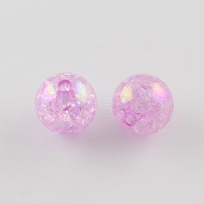 Bubblegum AB Color Transparent Crackle Acrylic Round Beads CACR-R011-20mm-02-1