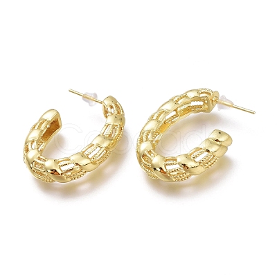 Brass Half Hoop Earrings EJEW-H104-16G-1