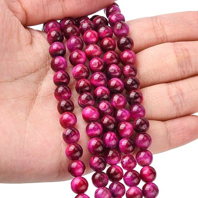 Natural Rose Tiger Eye Beads Strands G-G099-6mm-12-1