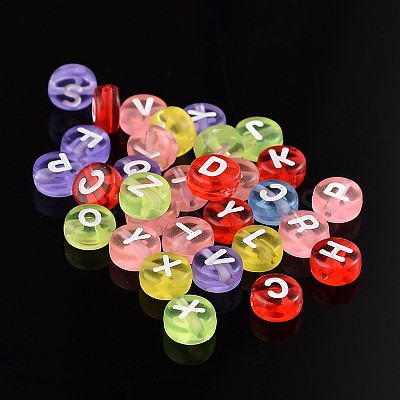 Transparent Acrylic Horizontal Hole Letter Beads PL41C9070-1