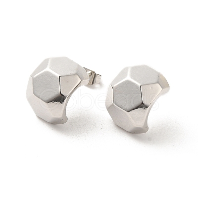 Hexagon Brass Stud Earrings EJEW-P254-03P-1