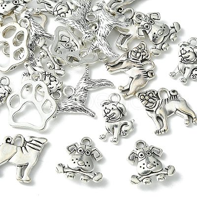 25Pcs 5 Style Tibetan Style Puppy Pendants TIBEP-YW0001-54-1