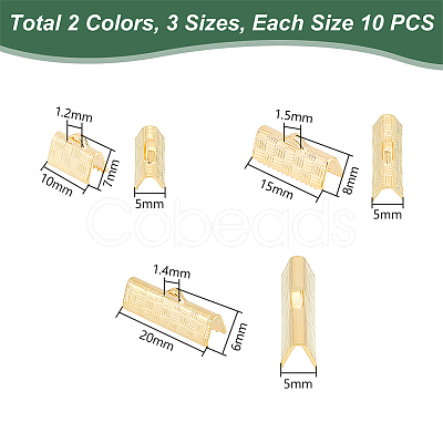 Unicraftale 60Pcs 6 Style 304 Stainless Steel Ribbon Crimp Ends STAS-UN0055-92-1