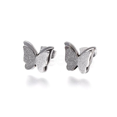 Tarnish Resistant 304 Stainless Steel Stud Earrings EJEW-H367-19P-1