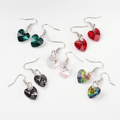 Heart Glass Dangle Earrings EJEW-JE01737-1