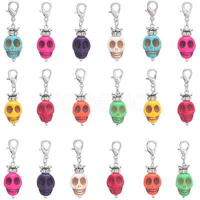 SUNNYCLUE 20PCS Skull Synthetic Howlite Pendant Decorations HJEW-SC0001-41-1