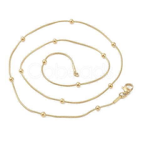 PVD Vacuum Plating 304 Stainless Steel Round Snake Chain Necklaces STAS-A051-08G-1