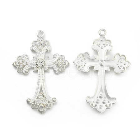 Alloy Rhinestone Cross Big Pendants ALRI-1475-S-RS-1