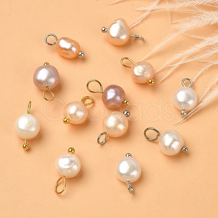12Pcs 2 Colors Natural Cultured Freshwater Pearl Charms FIND-YW0004-28-1