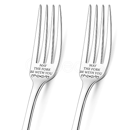 Word Pattern Stainless Steel Fork AJEW-WH0191-007-1