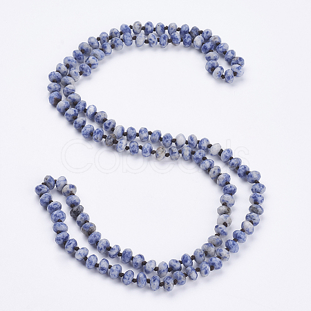 Natural Blue Spot Jasper Beaded Multi-use Necklaces/Wrap Bracelets NJEW-K095-A03-1