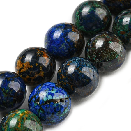 Natural Azurite Beads Strands G-P503-10MM-09-1
