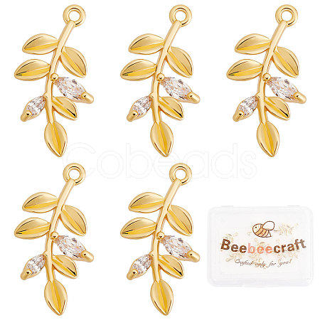 Beebeecraft Brass Cubic Zirconia Pendants KK-BBC0002-70-1