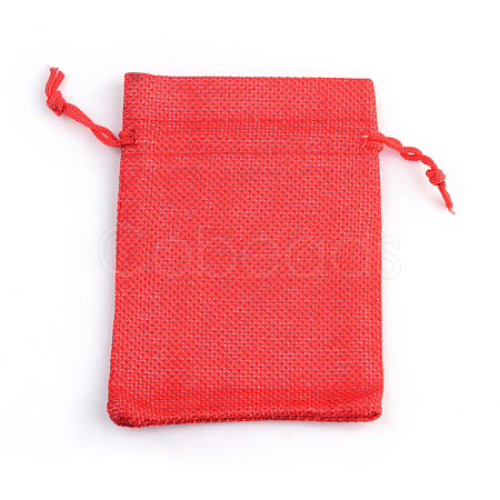 Polyester Imitation Burlap Packing Pouches Drawstring Bags X-ABAG-R005-18x13-18-1