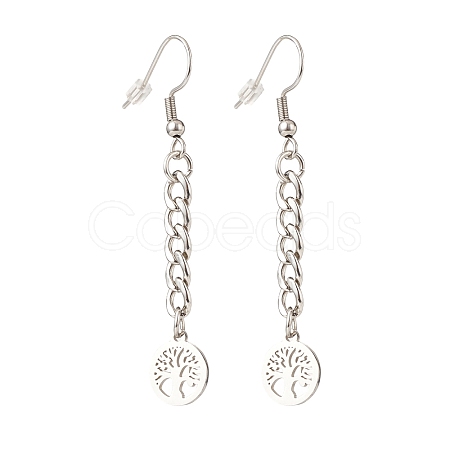 Curb Chains with Charm Long Dangle Earrings EJEW-JE04963-01-1