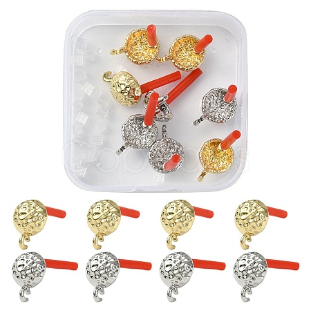 8Pcs 2 Colors Rack Plating Alloy Stud Earring Findings FIND-YW0003-82B-1
