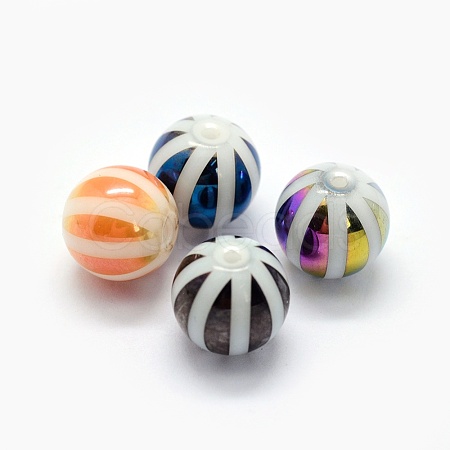 Opaque Spray Painted Glass Beads LAMP-P050-F-10mm-1