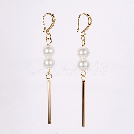 Eco-Friendly Dyed Glass Pearl Dangle Earrings EJEW-JE03058-02-1