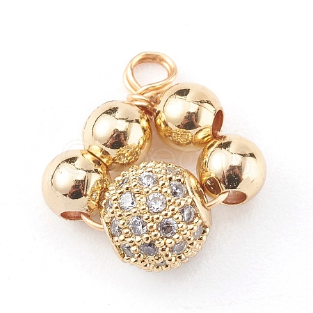 Brass Micro Pave Clear Cubic Zirconia Charms PALLOY-JF00638-01-1