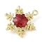 Alloy with Rhinestone Pendants, Snowflake, Golden, Red, 15x5.4mm, Hole: 1.5mm