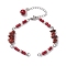 Natural Red Jasper Chips & Handmade Seed Beads Bracelet Making, with 304 Stainless Steel Ends Chains, 7 inch(17.9cm)