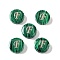 Synthetic Malachite Beads, with Golden Tone Brass Slices, Flat Round with Letter, Letter F, 15x5mm, Hole: 1.4mm