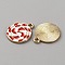 Christmas Themed Alloy Enamel Pendants, Golden, Flat Round with Vortex Pattern, White, 18x15x1.3mm, Hole: 1.6mm