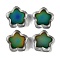 Two Tone Glass Beads, Star, Temperature Sensing Color Changing Beads, Green, 14x14.5x5mm, Hole: 1.2mm