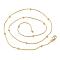 PVD Vacuum Plating 304 Stainless Steel Round Snake Chain Necklaces, with Round Beads, Golden, 17.71 inch(45cm)