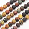 Frosted Round Natural Picture Jasper Beads Strands, 10mm, Hole: 1mm, about 40pcs/strand, 15.5 inch