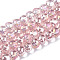 Electroplate Transparent Glass Beads Strands, AB Color Plated, Faceted, Round, Pink, 8x6mm, Hole: 1.2mm, about 79pcs/strand, 19.29 inch(49cm)