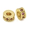 Rack Plating Brass Micro Pave Cubic Zirconia Spacer Beads, Long-Lasting Plated, Lead Free & Cadmium Free, Rondelle, Real 18K Gold Plated, Deep Pink, 6x3mm, Hole: 2.5mm