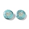 Synthetic Turquoise Beads, with Golden Tone Brass Slices, Flat Round with Letter, Letter W, 15x5.5mm, Hole: 1.4mm