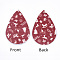 PU Leather Big Pendants, Christmas Theme, Teardrop, FireBrick, 56x37x1.5mm, Hole: 1.2mm