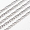 Iron Twisted Chains Curb Chains, Unwelded, Platinum Color, with Spool, Link: 3x5mm, 0.8mm thick, about 328.08 Feet(100m)/roll