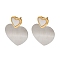 Titanium Steel Stud Earrings for Women, with Shell, Heart, Real 18K Gold Plated & Stainless Steel Color, 37.5x30mm