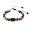 Natural Mixed Gemstone Braided Bead Bracelets, Glass Constellation Bracelet, Virgo, 7-1/4~7-1/2 inch(18.5~19cm)