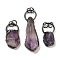 Natural Amethyst Big Pendants, Nuggets Brass Charms with Jump Ring, Red Copper, 38.5~69x20~22x11~14mm, Hole: 6.5mm