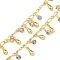 Brass Chain, with Glass Links, Teardrop, Real 18K Gold Plated, Soldered, with Spool, Lilac, 3~5.5x2.5x0.6mm