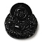 Glass Pendants, Figure of Buddha, Black, 39.5x36x10.5mm, Hole: 1mm