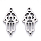 Tarnish Resistant 201 Stainless Steel Links, Laser Cut, Hamsa Hand/Hand of Fatima /Hand of Miriam, Stainless Steel Color, 20.5x11x1mm, Hole: 1.2mm