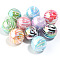 10Pcs UV Plating Colours Acrylic Beads, Printed Straight Hole Round Beads, Mixed Color, 15x15mm, Hole: 3mm