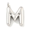 Non-Tarnish 304 Stainless Steel Pendants, Letter Charm, Stainless Steel Color, Letter M, 26x18x5.5mm, Hole: 3mm