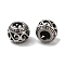 304 Stainless Steel European Beads, Large Hole Beads, Hollow Rondelle with Letter S, Antique Silver, 8x10x8mm, Hole: 5mm