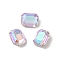 Glass Rhinestone Cabochons, Flat Back & Back Plated, Faceted, Rectangle, Vitrail Light, 10x8x5mm